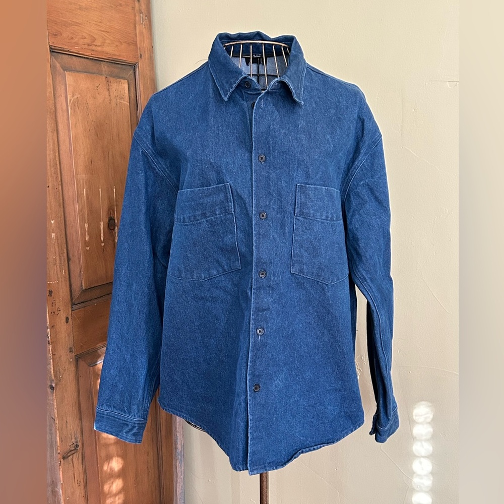 Heavy Weight Men’s Blue Jean Denim Button Up Shirt Shacket